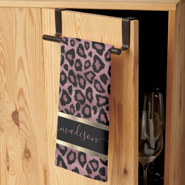 Safari Dusty Rose Leopard - Customize Kitchen Towel (Thirds Fold)