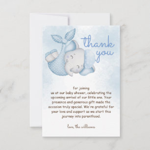 Safari elephant baby boy shower thank you card