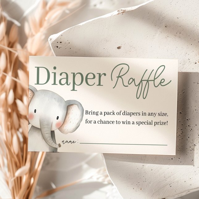 Safari Elephant Baby Shower Diaper Raffle Enclosure Card (Creator Uploaded)