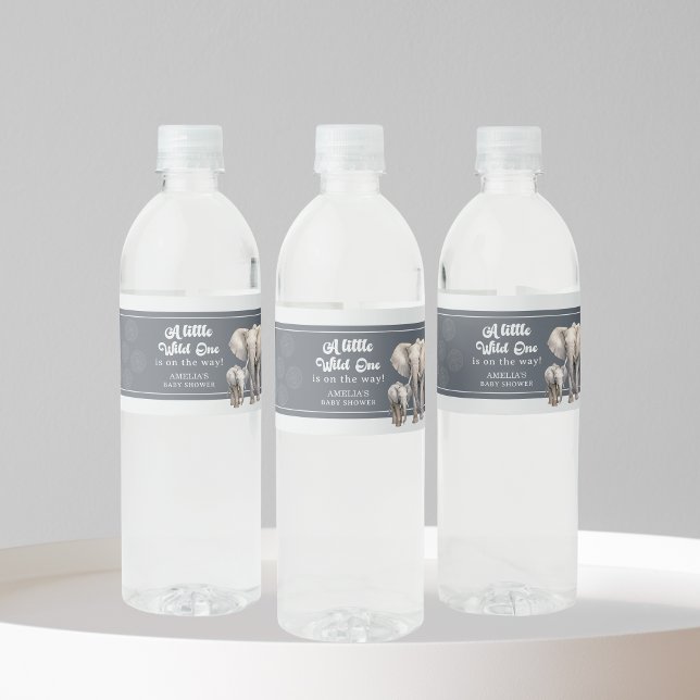 Safari Elephant Baby Shower Water Bottle Labels (Creator Uploaded)