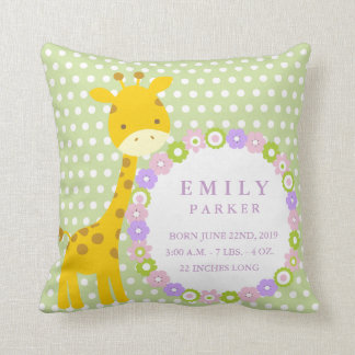 Safari Elephant Birth Announcement Stats Pillow