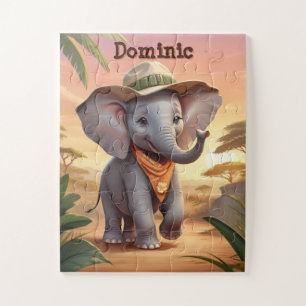 Safari Elephant Personalized Jigsaw Puzzle