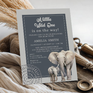 Safari Elephant Wild One Baby Shower Invitation