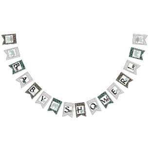 Safari Elephant Zebra Boy Baby Shower Party Decor Bunting Flags