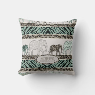 Safari Elephants Baby Boy Nursery Leopard Zebra Throw Pillow