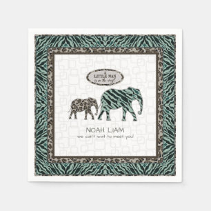  Safari Elephants Zebra Little Man Boy Baby Shower Napkin