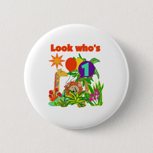 Safari First Birthday 2 Inch Round Button (Front)