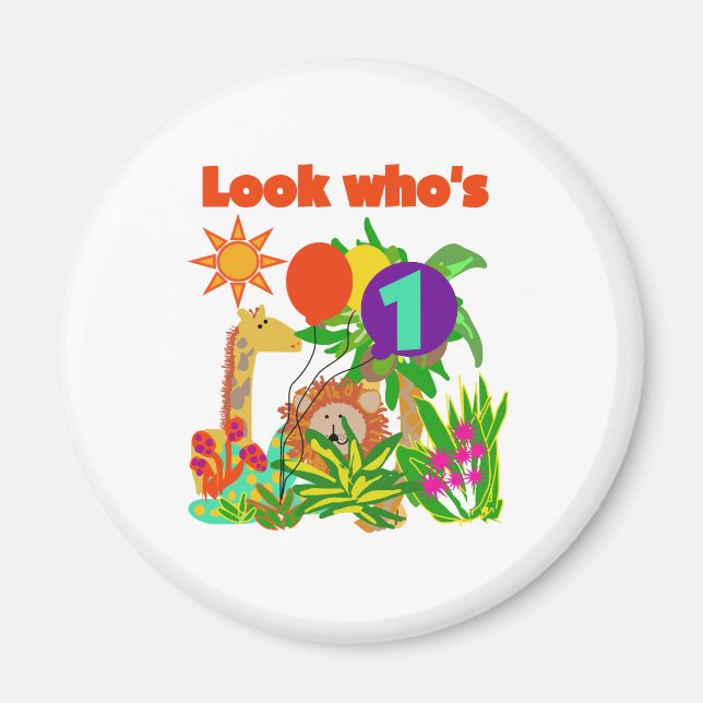 Safari First Birthday Magnet (Front)