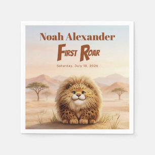 Safari First Roar Fluffy Leopard Birthday Party Napkin