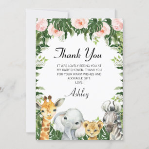 Safari Floral Foliage Baby Shower Thank You Card