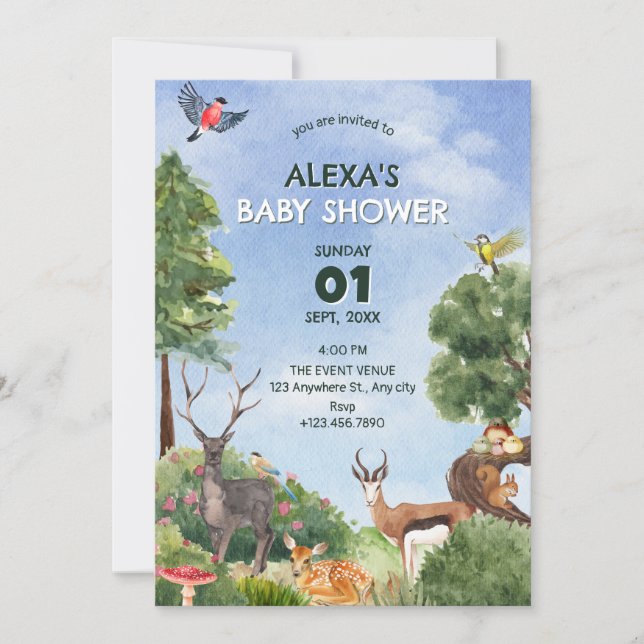 Safari forest baby shower invitation (Front)