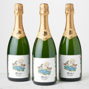 Safari Friends Baby Shower Gold Sparkling Wine L Label