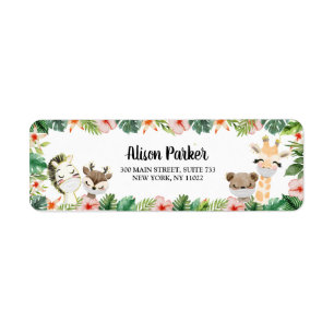 Safari Friends Baby Shower Return Address Labels
