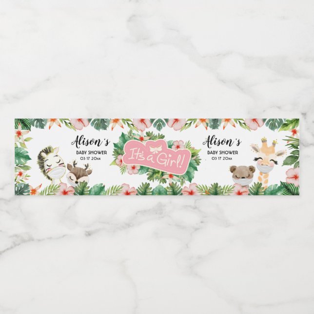 Safari Friends | Baby Shower Water Bottle Labels (Single Label)