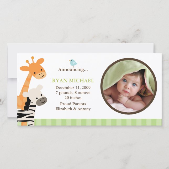 Safari Friends Birth Announcement (Front)