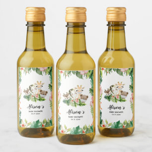 Safari Friends Drive Through   Baby Shower Mini Wine Label