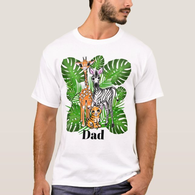 Safari friends Giraffe Zebra Tiger jungle  Dad T-Shirt (Front)