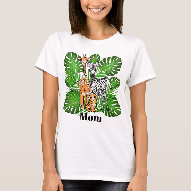 Safari friends- Giraffe, Zebra, Tiger, jungle    T-Shirt (Front)