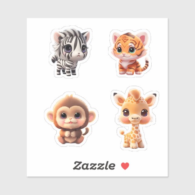 Safari friends tiger giraffe zebra monkey elephant (Sheet)