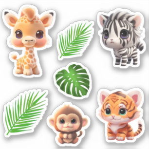 Safari friends tiger giraffe zebra monkey elephant