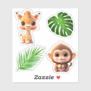 Safari friends tiger giraffe zebra monkey elephant