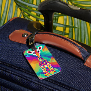 Safari Geometrical Colourful Baby Giraffe Luggage Tag