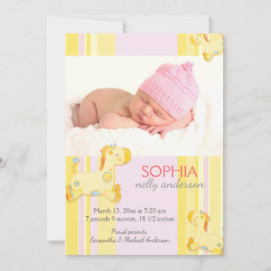 Safari Giraffe Baby Photo Birth Announcement