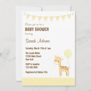 Safari Giraffe Baby Shower Invitation