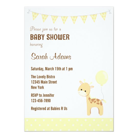 Safari Giraffe Baby Shower Invitation