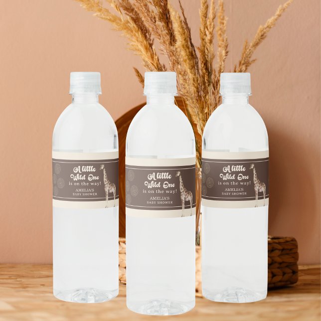 Safari Giraffe Baby Shower  Water Bottle Label (Creator Uploaded)