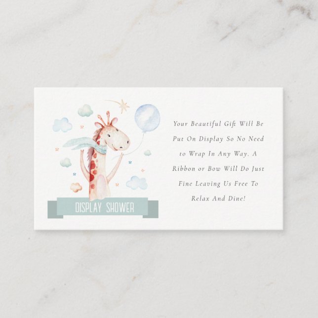 Safari Giraffe Balloon Display Shower Baby Shower Enclosure Card (Front)