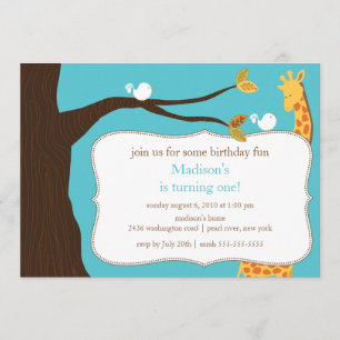 Safari Giraffe Birthday Invitation