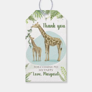 Safari Giraffe Green Leaf Thank You Favour Gift Ta Tags