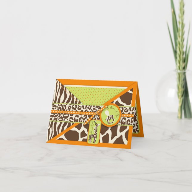 Safari Giraffe & Pacifier Thank You Card (Front)