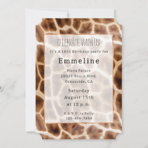 Safari Giraffe Print Invitation