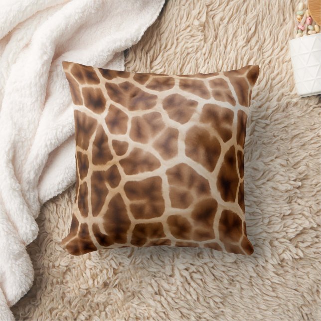 Safari Giraffe Print Throw Pillow (Blanket)