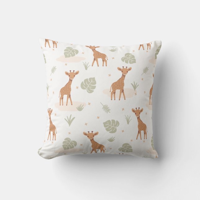 Safari Giraffe Throw Pillow (Front)