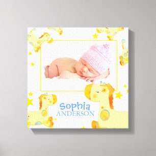 Safari Giraffes Nursery Baby Photo Canvas Print