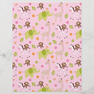 Safari Girl Jungle Animal Scrapbook Paper