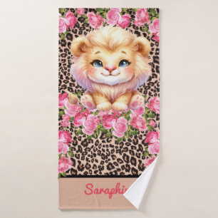 Safari Girl's Personalized Name Wildlife Animals Bath Towel Set