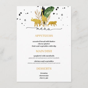 Safari Gold Animals Menu