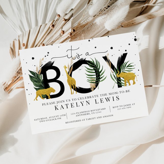Safari Gold Animaux Baby shower Invitation (Créateur téléchargé)