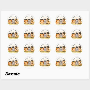 Safari Graduation Cute Animal Party Classic Round Sticker