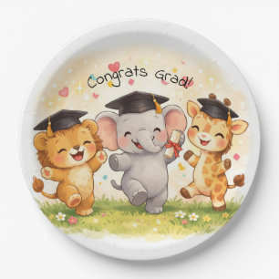 Safari Graduation Cute Animal Pastel Party  Paper Plate