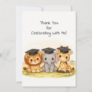 Safari Graduation for Kids Preschool Kindergarten  Thank You Card