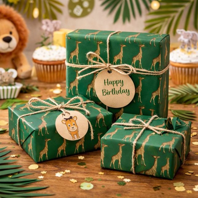 Safari Green Giraffe Design Wrapping Paper (Creator Uploaded)