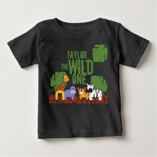 Safari Green type WILD ONE 1st Birthday Baby T-Shirt