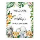 Safari Greenery Baby Shower Welcome Poster