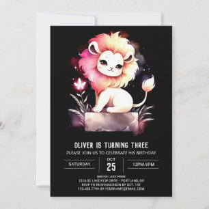 Safari Happy Lion Birthday  Invitation
