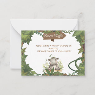 Safari Hippo Baby Shower Diaper Raffle Enclosure Card